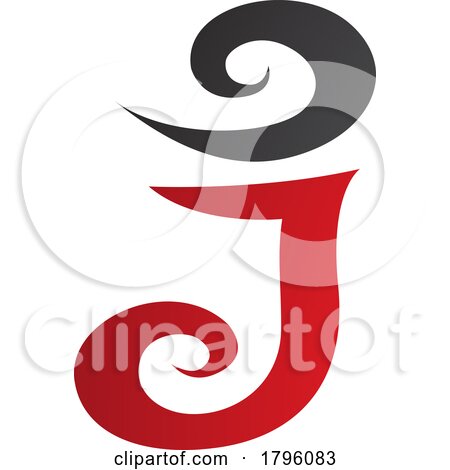 Red and Black Swirl Shaped Letter J Icon by cidepix