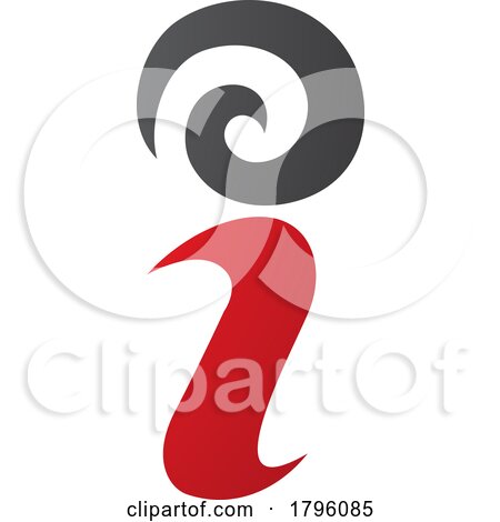 Red and Black Swirly Letter I Icon by cidepix