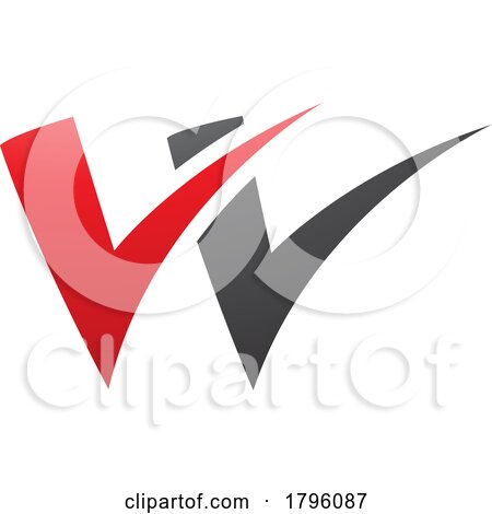 Red and Black Tick Shaped Letter W Icon by cidepix