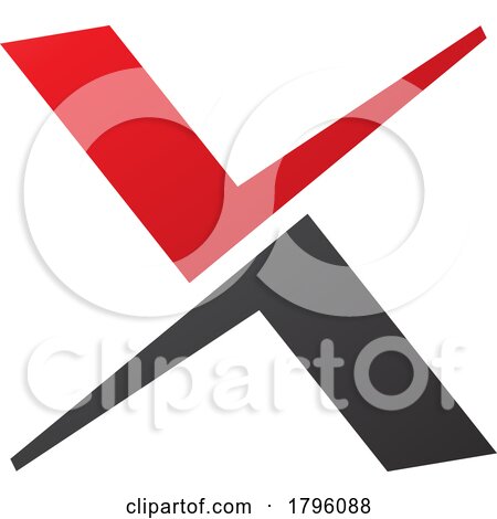 Red and Black Tick Shaped Letter X Icon by cidepix