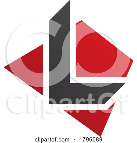 Red and Black Trapezium Shaped Letter L Icon by cidepix