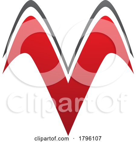 Red and Black Wing Shaped Letter V Icon by cidepix