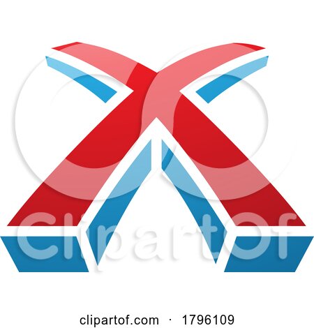 Red and Blue 3d Shaped Letter X Icon by cidepix