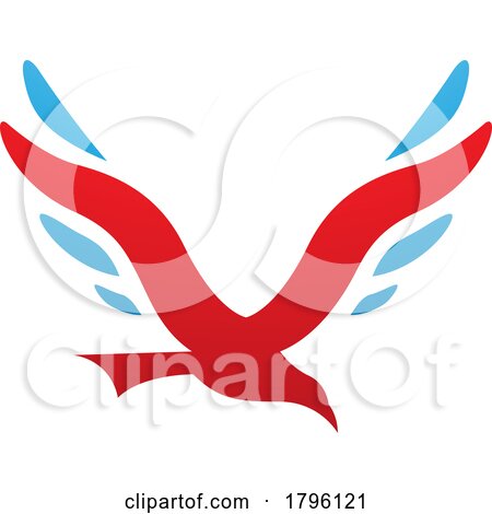 Red and Blue Bird Shaped Letter V Icon by cidepix