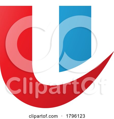 Red and Blue Bold Curvy Shaped Letter U Icon by cidepix