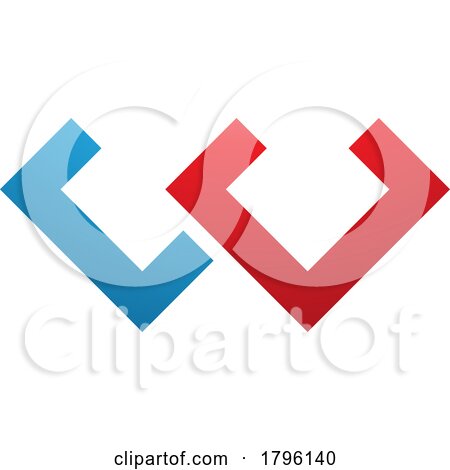 Red and Blue Cornered Shaped Letter W Icon by cidepix