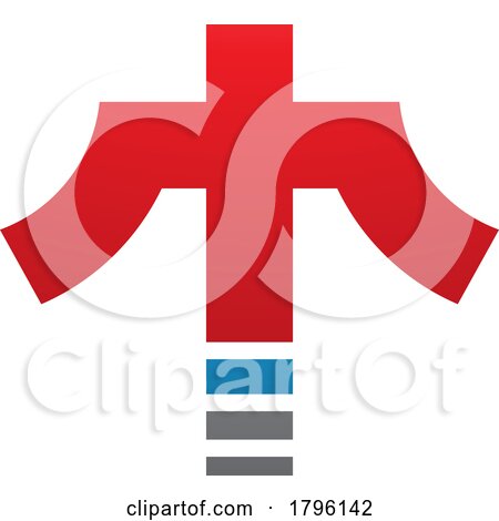Red and Blue Cross Shaped Letter T Icon by cidepix