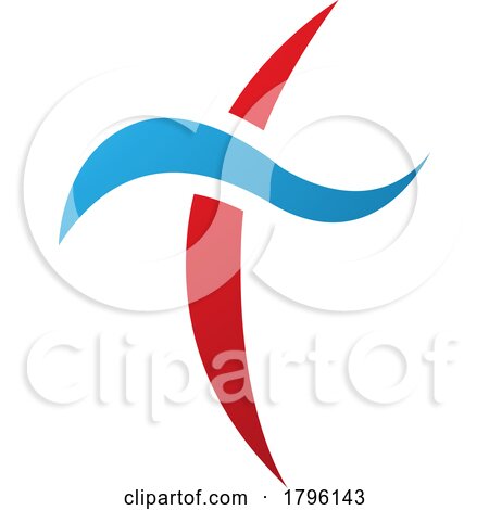 Red and Blue Curvy Sword Shaped Letter T Icon by cidepix