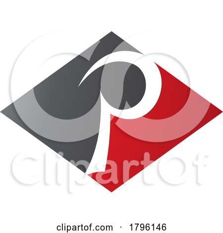 Red and Black Horizontal Diamond Letter P Icon by cidepix