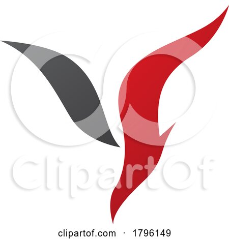 Red and Black Diving Bird Shaped Letter Y Icon by cidepix