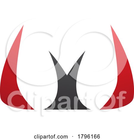 Red and Black Horn Shaped Letter W Icon by cidepix