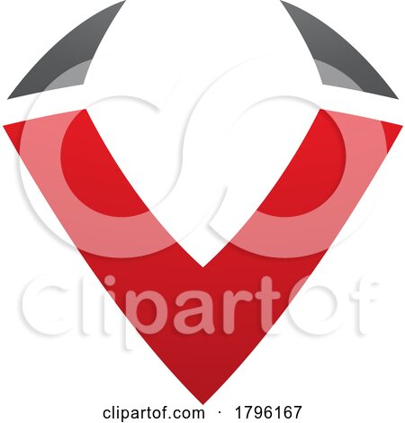 Red and Black Horn Shaped Letter V Icon by cidepix