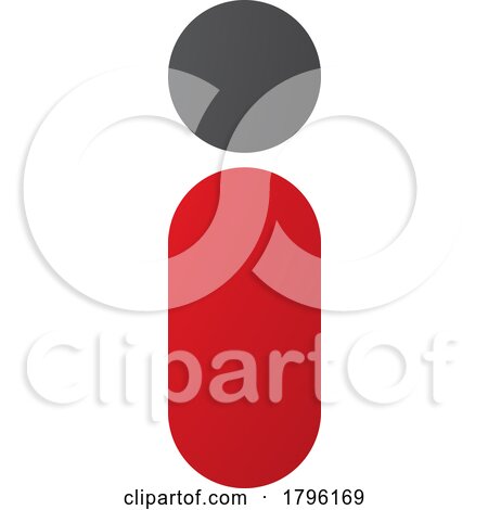 Red and Black Abstract Round Person Shaped Letter I Icon by cidepix