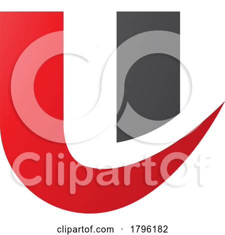Red and Black Bold Curvy Shaped Letter U Icon by cidepix