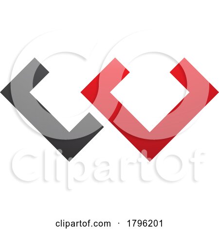Red and Black Cornered Shaped Letter W Icon by cidepix