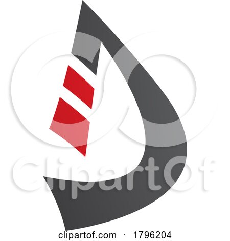 Red and Black Curved Strip Shaped Letter D Icon by cidepix