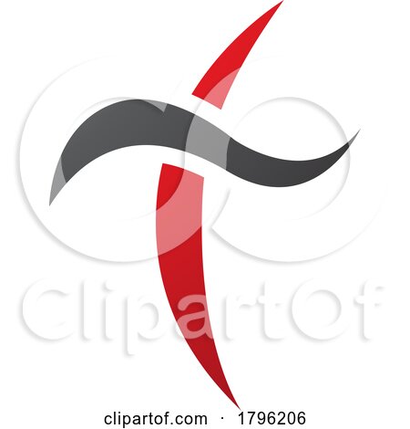 Red and Black Curvy Sword Shaped Letter T Icon by cidepix