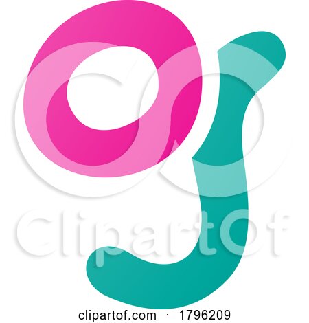 Persian Green and Magenta Letter G Icon with Soft Round Lines by cidepix