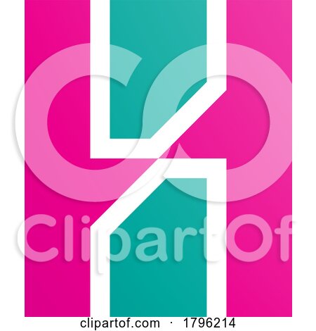 Persian Green and Magenta Letter H Icon with Vertical Rectangles by cidepix