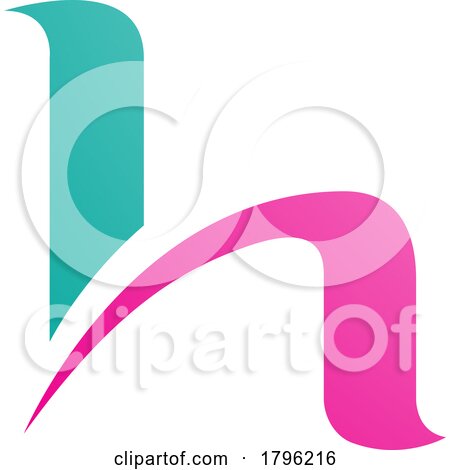 Persian Green and Magenta Letter H Icon with Round Spiky Lines by cidepix