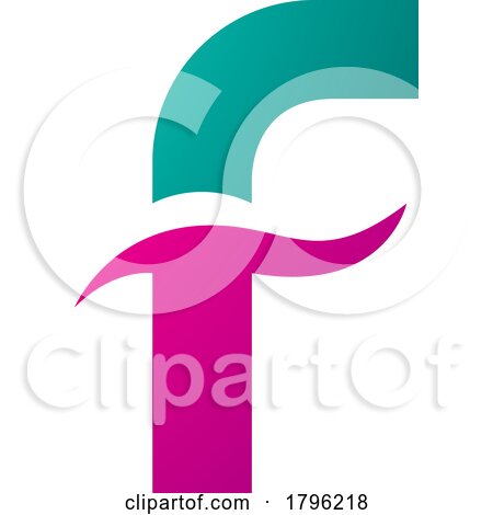 Persian Green and Magenta Letter F Icon with Spiky Waves by cidepix