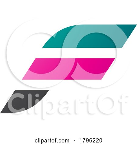 Persian Green and Magenta Letter F Icon with Horizontal Stripes by cidepix