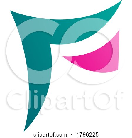 Persian Green and Magenta Wavy Paper Shaped Letter F Icon by cidepix