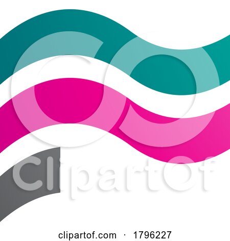 Persian Green and Magenta Wavy Flag Shaped Letter F Icon by cidepix