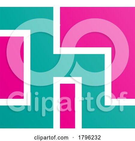 Persian Green and Magenta Square Shaped Letter H Icon by cidepix