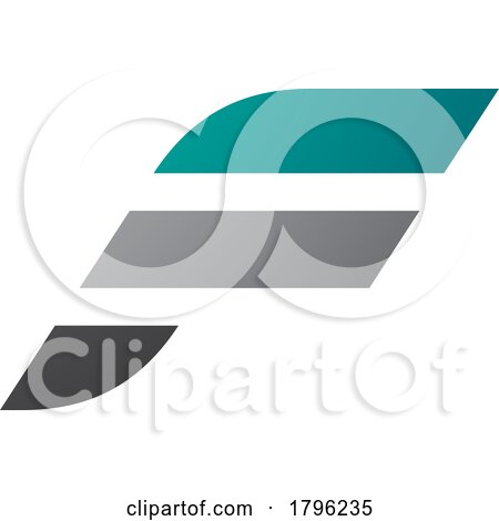 Persian Green and Grey Letter F Icon with Horizontal Stripes by cidepix