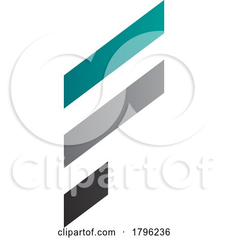 Persian Green and Grey Letter F Icon with Diagonal Stripes by cidepix