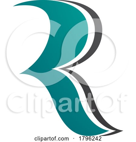 Persian Green and Black Wavy Shaped Letter R Icon by cidepix