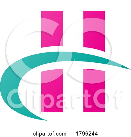 Persian Green and Magenta Letter H Icon with Vertical Rectangles and a Swoosh by cidepix