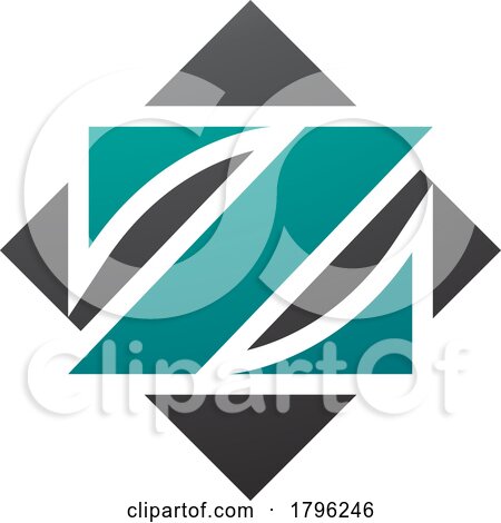 Persian Green and Black Square Diamond Shaped Letter Z Icon by cidepix