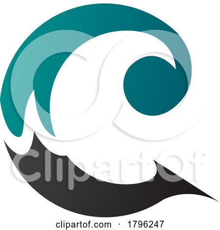 Persian Green and Black Round Curly Letter C Icon by cidepix