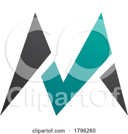 Persian Green and Black Pointy Tipped Letter M Icon by cidepix
