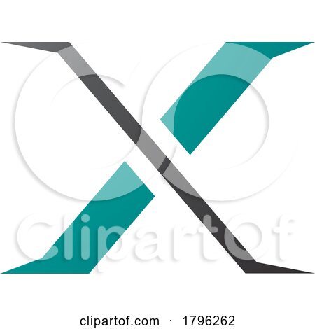 Persian Green and Black Pointy Tipped Letter X Icon by cidepix