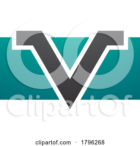 Persian Green and Black Rectangle Shaped Letter V Icon by cidepix