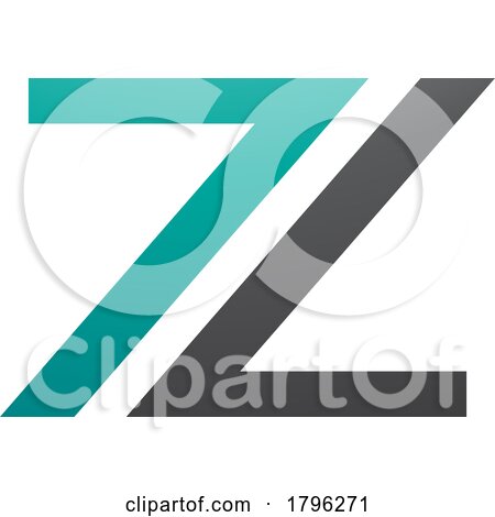 Persian Green and Black Number 7 Shaped Letter Z Icon by cidepix