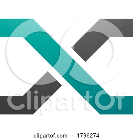 Persian Green and Black Letter X Icon with Crossing Lines by cidepix