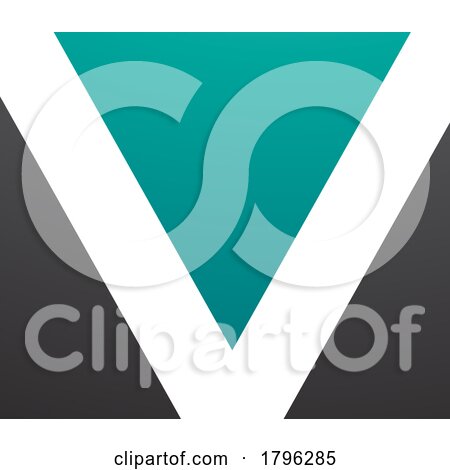 Persian Green and Black Rectangular Shaped Letter V Icon by cidepix