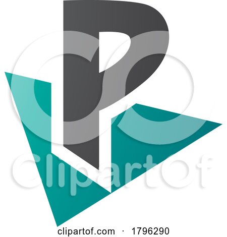 Persian Green and Black Letter P Icon with a Triangle by cidepix