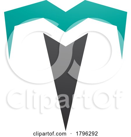 Persian Green and Black Letter T Icon with Pointy Tips by cidepix