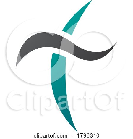 Persian Green and Black Curvy Sword Shaped Letter T Icon by cidepix