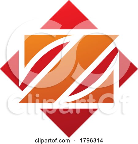 Orange and Red Square Diamond Shaped Letter Z Icon by cidepix