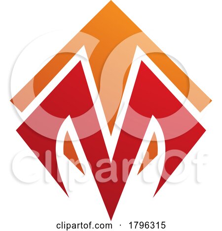 Orange and Red Square Diamond Shaped Letter M Icon by cidepix