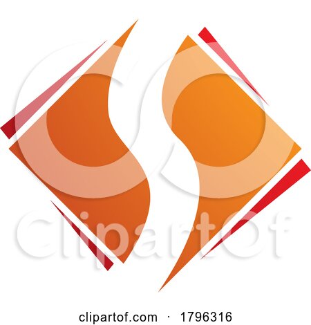 Orange and Red Square Diamond Shaped Letter S Icon by cidepix