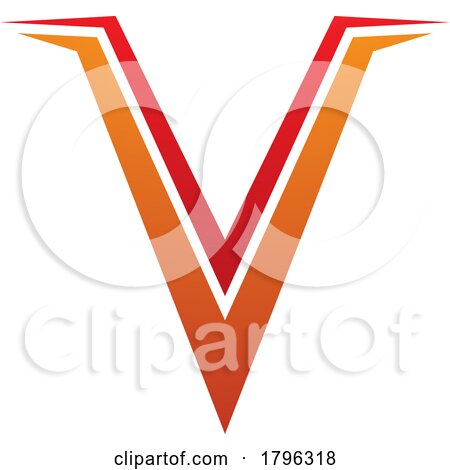 Orange and Red Spiky Shaped Letter V Icon by cidepix