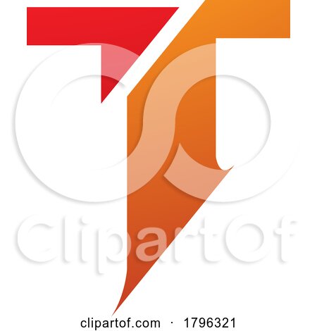 Orange and Red Split Shaped Letter T Icon by cidepix