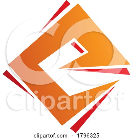 Orange and Red Square Diamond Letter E Icon by cidepix